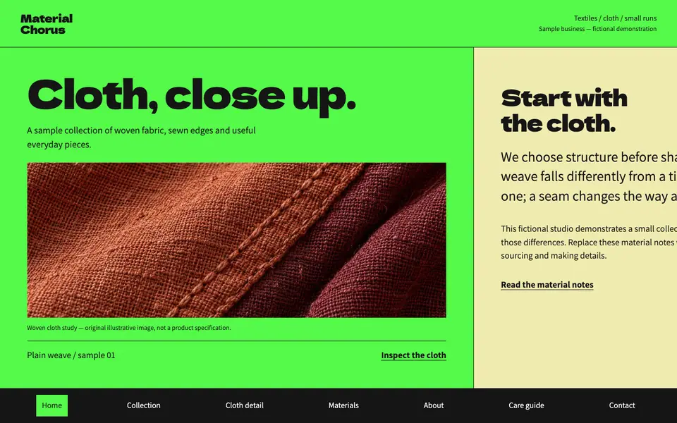 Look 1, Material Chorus: sample home page on a computer