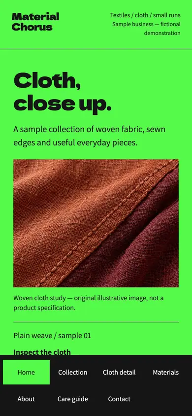 Look 1, Material Chorus: sample home page on a phone