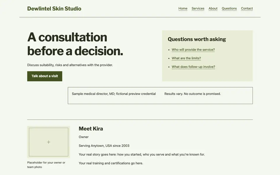 Look 1, Consultation decision desk: sample home page on a computer