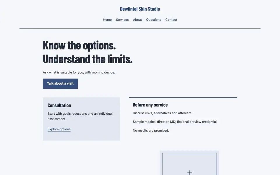 Look 3, Options and limits briefing: sample home page on a computer