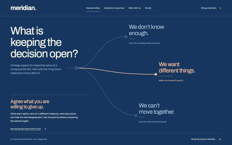 Look 1, Meridian: sample home page on a computer