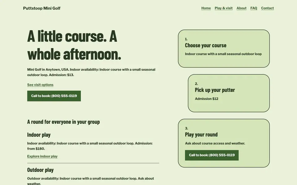 Look 1, Course route guide: sample home page on a computer