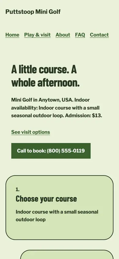 Look 1, Course route guide: sample home page on a phone