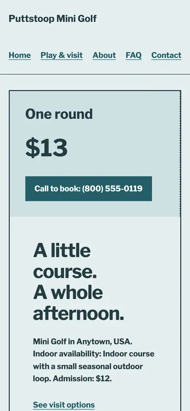 Look 2, Round admission stub: sample home page on a phone