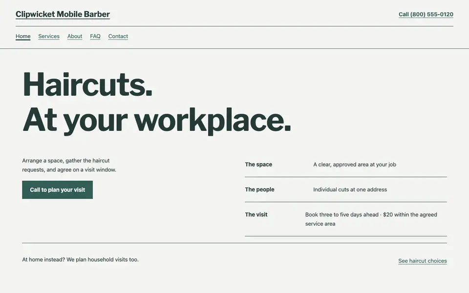 Look 2, The workplace visit roster: sample home page on a computer