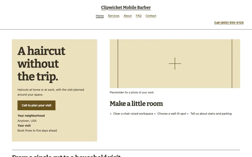 Look 3, A chair at your place: sample home page on a computer