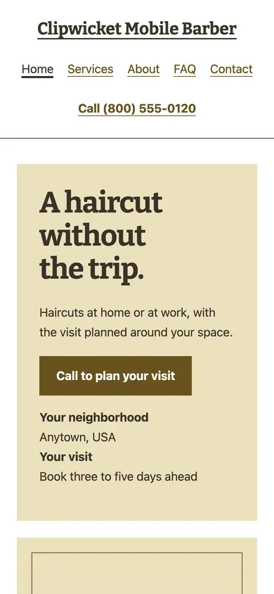 Look 3, A chair at your place: sample home page on a phone