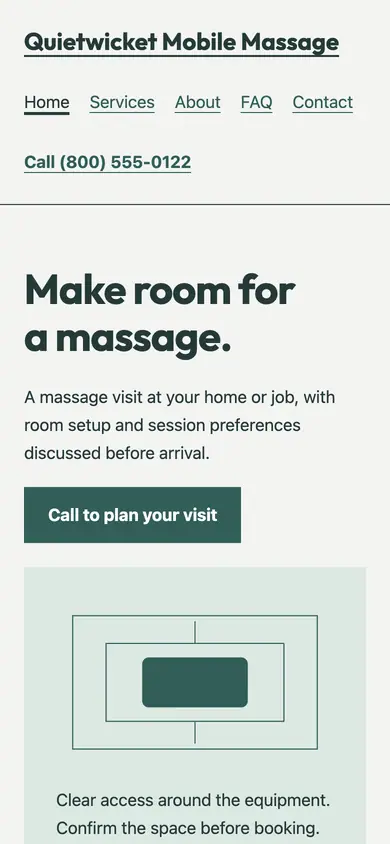 Look 1, The room-clearance plan: sample home page on a phone