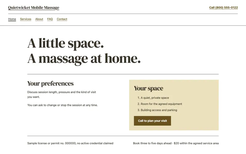 Look 2, The session preference folio: sample home page on a computer