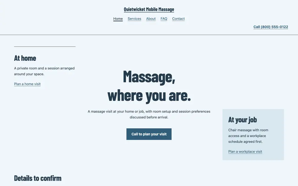 Look 3, The home and workplace appointment paths: sample home page on a computer