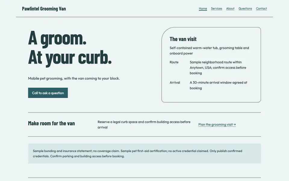 Look 1, Van route dispatch: sample home page on a computer