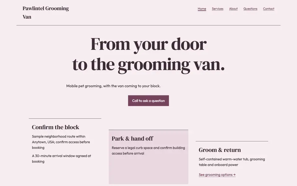 Look 3, Curbside handoff sequence: sample home page on a computer