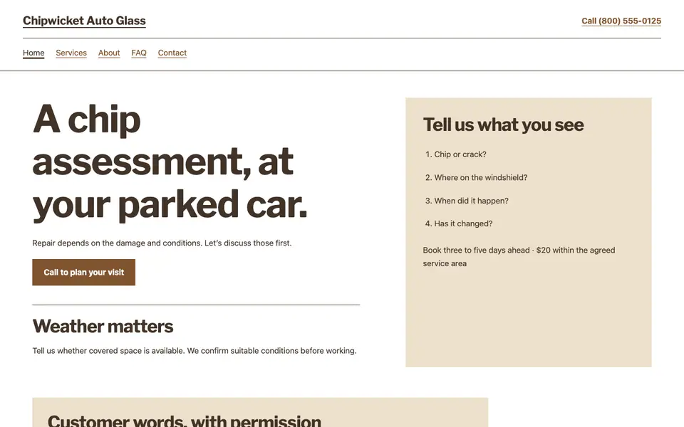 Look 2, The repair-suitability checklist: sample home page on a computer