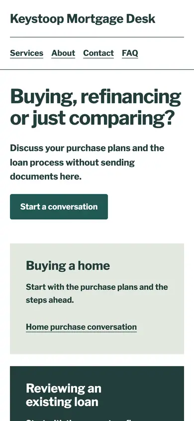 Look 2, Purchase and refinance fork: sample home page on a phone