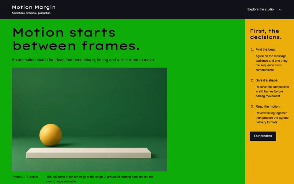 Look 1, Motion Margin: sample home page on a computer