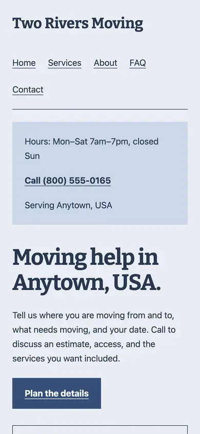 Look 3, Apartment building move notice: sample home page on a phone