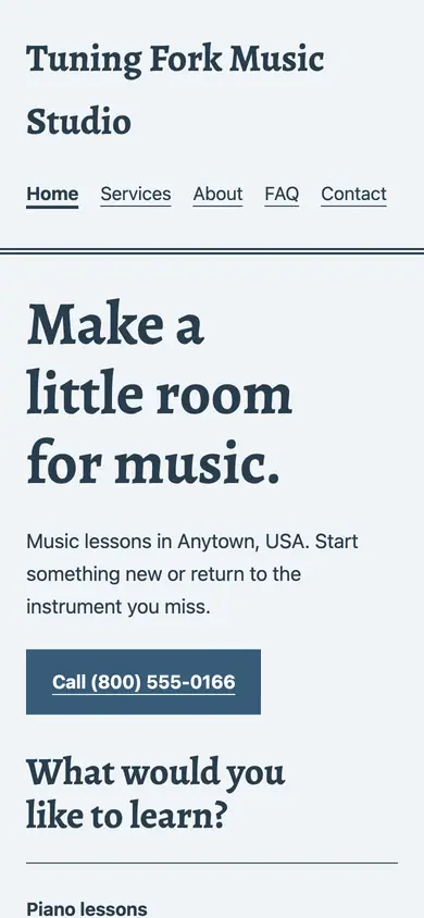 Look 1, Neighborhood lesson sheet: sample home page on a phone