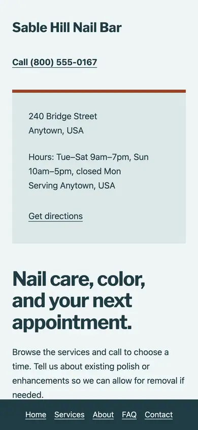 Look 3, Appointment slip: sample home page on a phone