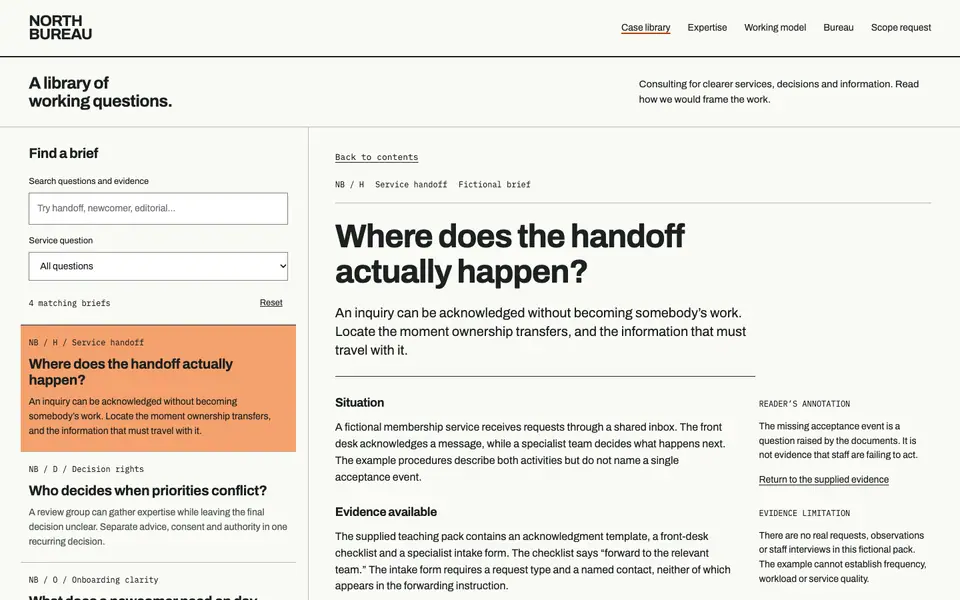 Look 1, North Bureau: sample home page on a computer