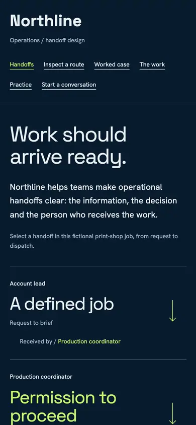 Look 1, Northline: sample home page on a phone