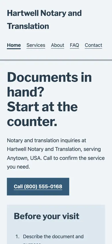 Look 1, Neighborhood document counter: sample home page on a phone