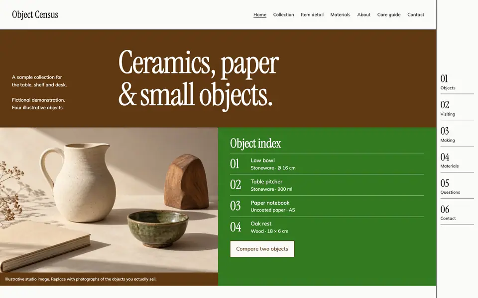Look 1, Object Census: sample home page on a computer