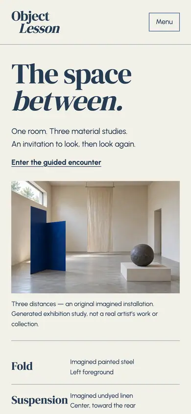 Look 1, Object Lesson: sample home page on a phone