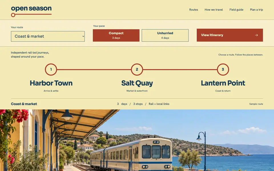 Look 1, Open Season: sample home page on a computer
