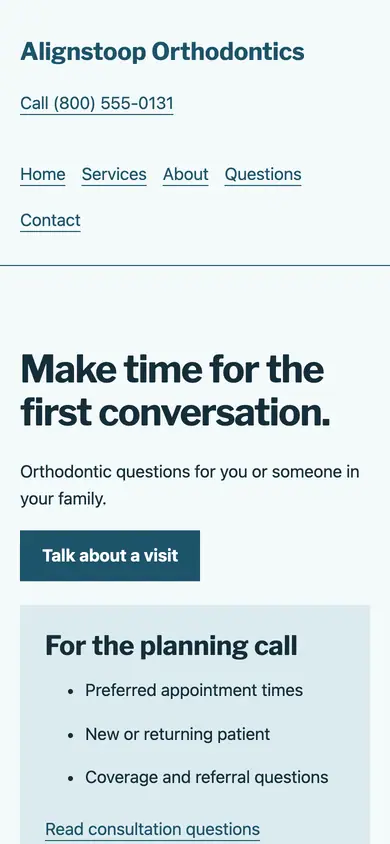 Look 2, Family consultation calendar: sample home page on a phone
