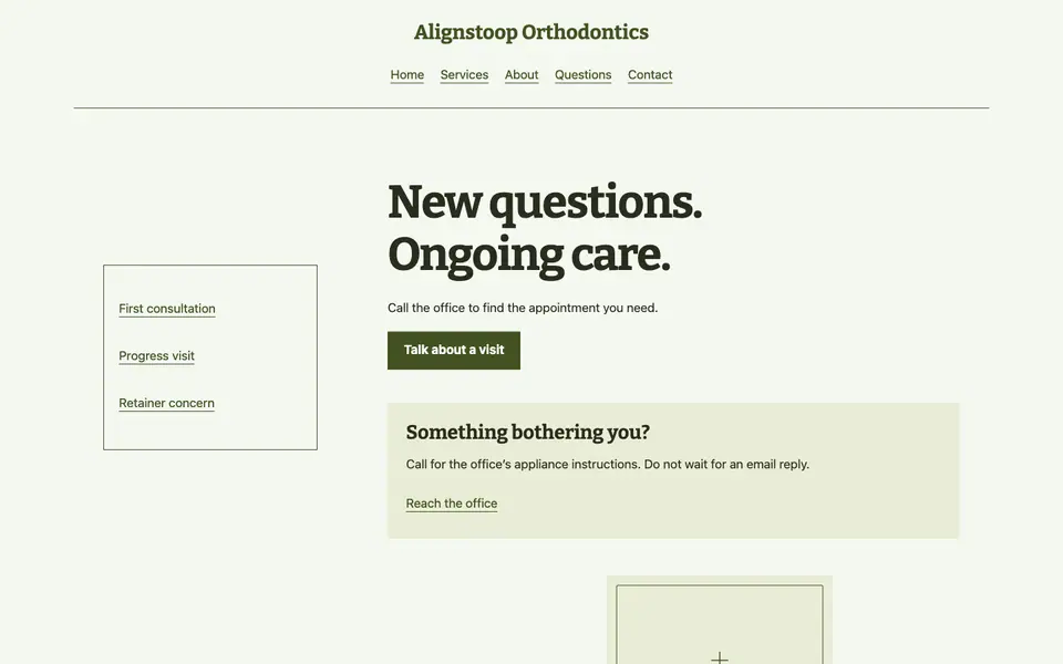 Look 3, Retainer and ongoing care: sample home page on a computer