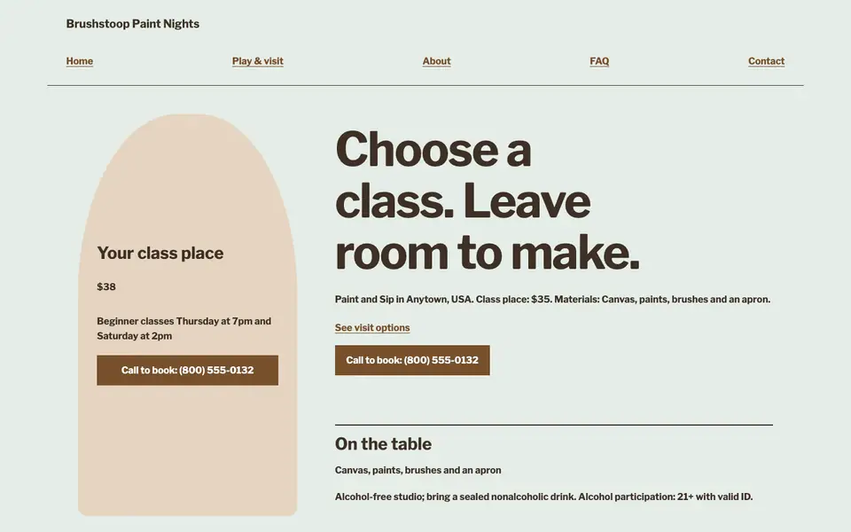 Look 2, Materials and evening plan: sample home page on a computer