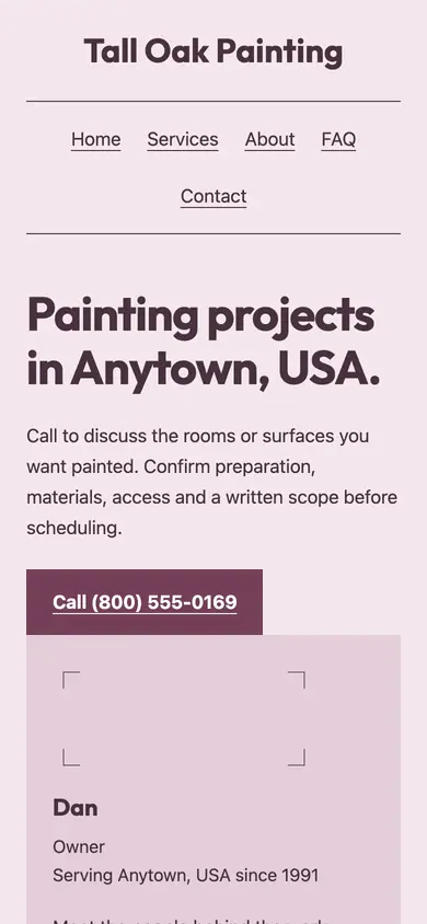 Look 3, Room preparation notebook: sample home page on a phone