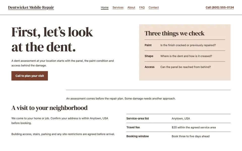 Look 1, The panel eligibility inspection: sample home page on a computer