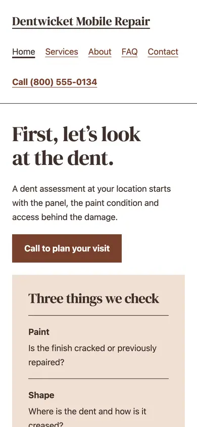 Look 1, The panel eligibility inspection: sample home page on a phone