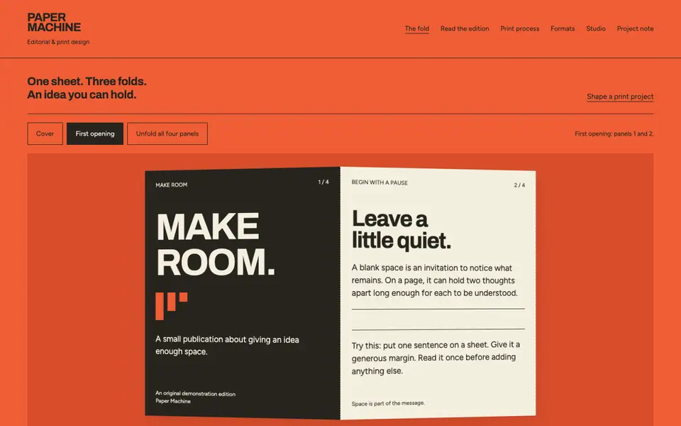 Look 1, Paper Machine: sample home page on a computer