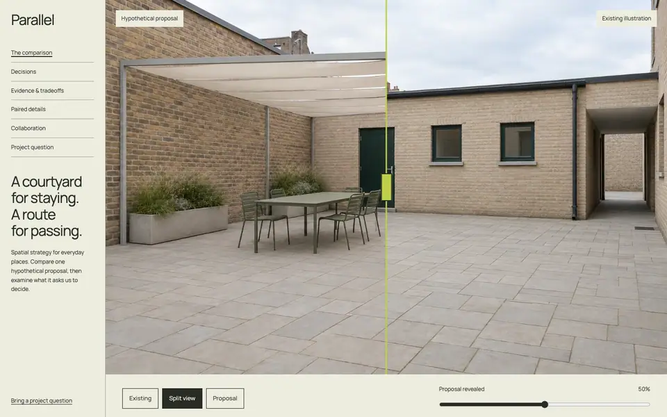Look 1, Parallel: sample home page on a computer