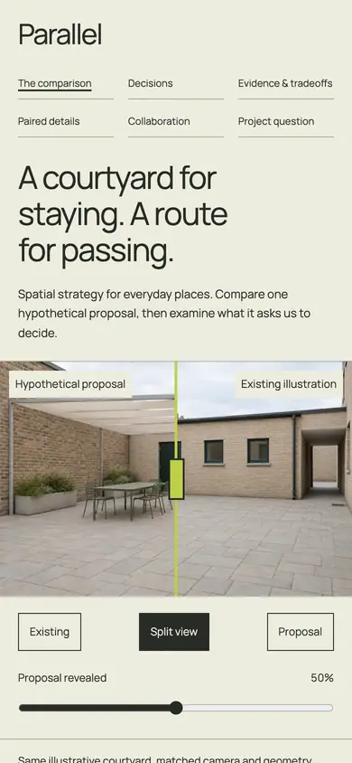Look 1, Parallel: sample home page on a phone