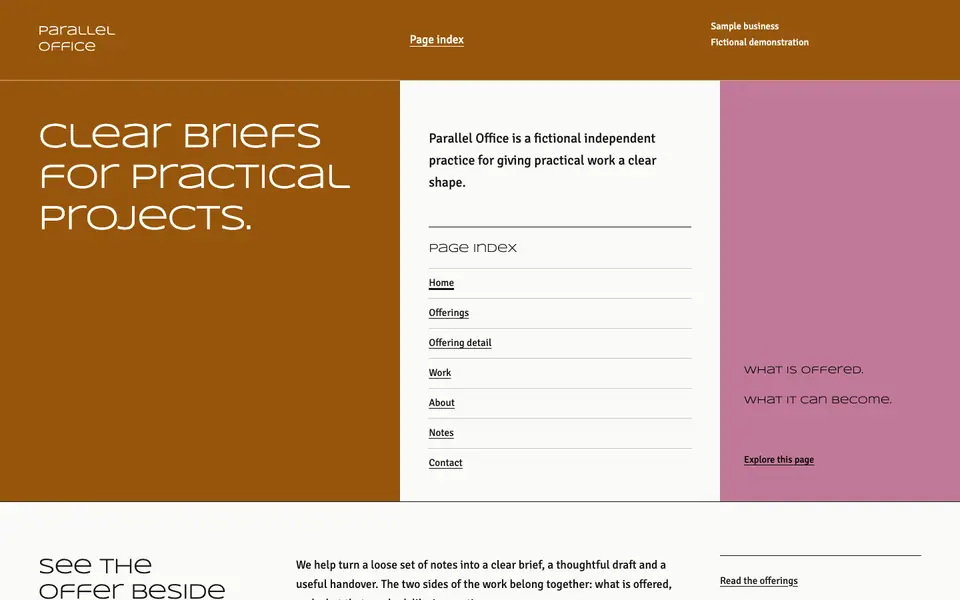Look 1, Parallel Office: sample home page on a computer