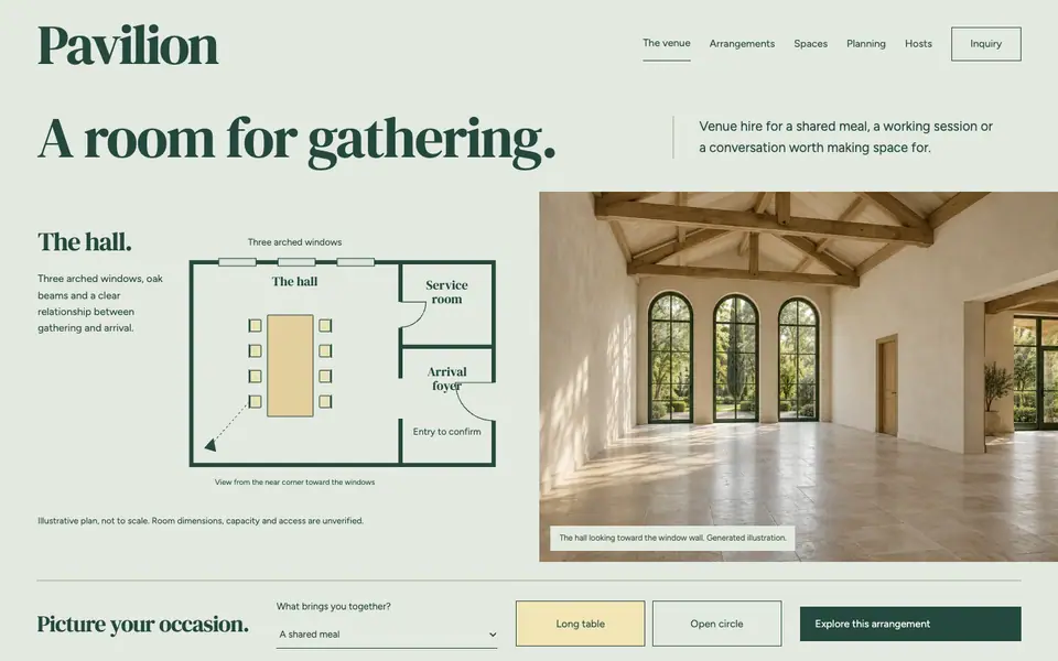Look 1, Pavilion: sample home page on a computer