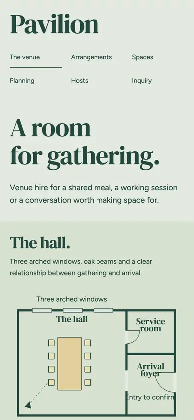 Look 1, Pavilion: sample home page on a phone