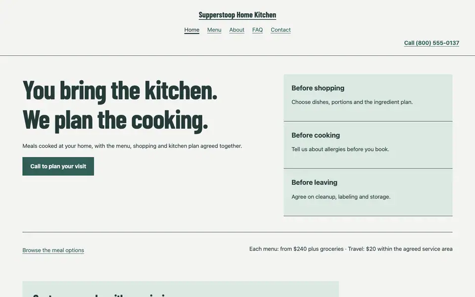 Look 3, The kitchen prep sequence: sample home page on a computer