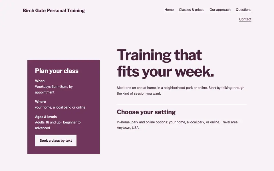 Look 3, One-to-one consultation: sample home page on a computer