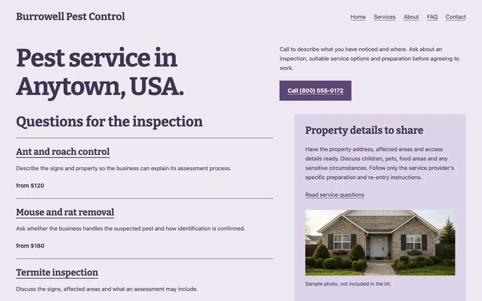 Look 2, Pest inspection field notes: sample home page on a computer