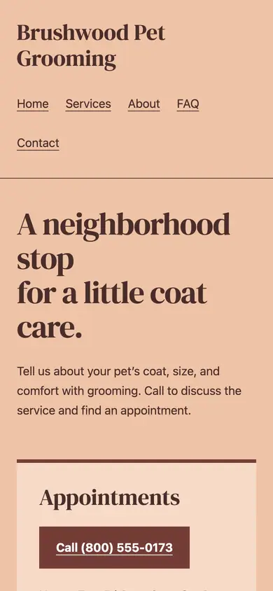 Look 3, Corner-shop care sign: sample home page on a phone