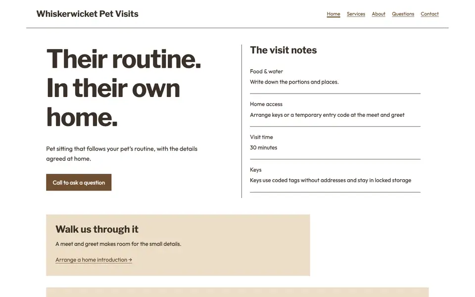 Look 1, Home routine notebook: sample home page on a computer