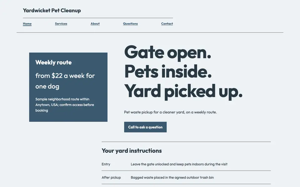Look 2, Gate access work order: sample home page on a computer