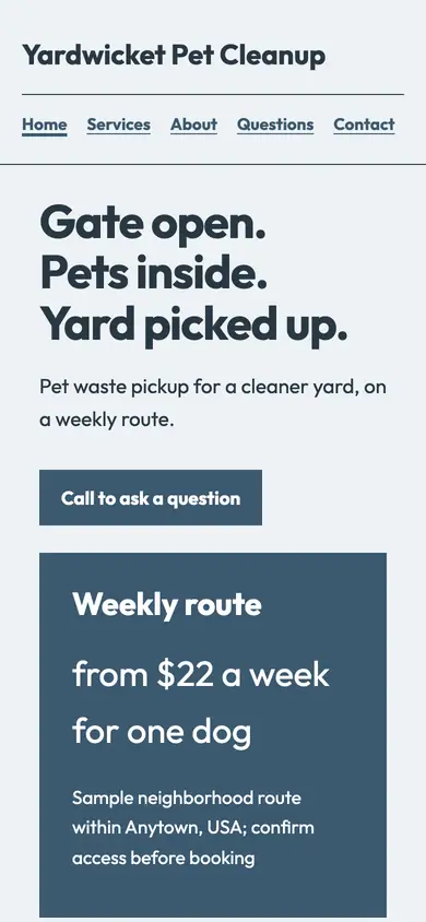 Look 2, Gate access work order: sample home page on a phone