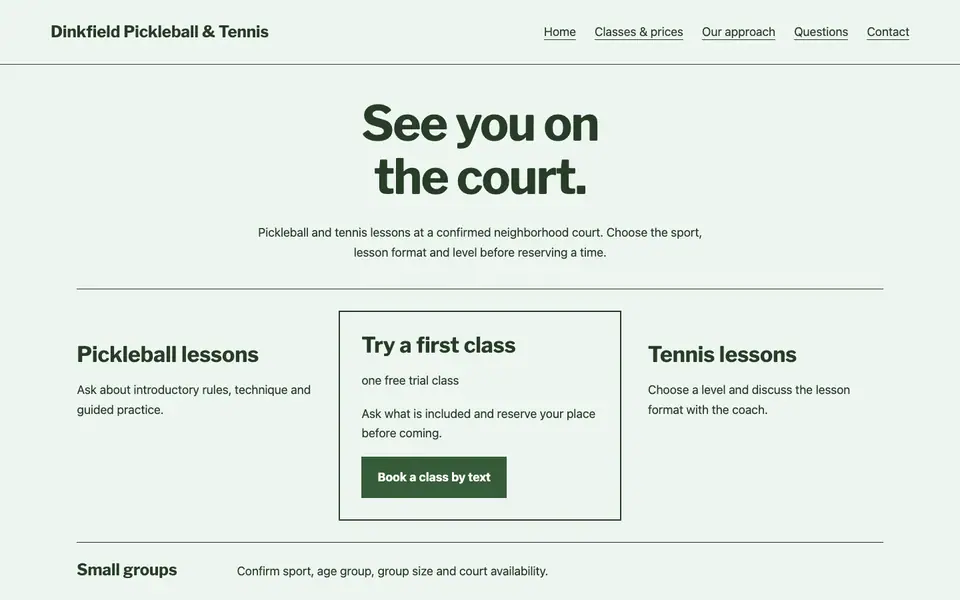 Look 3, Baseline lesson choices: sample home page on a computer