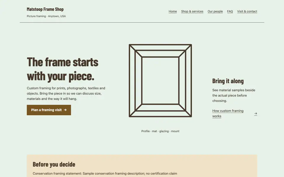 Look 1, Frame proportion wall: sample home page on a computer