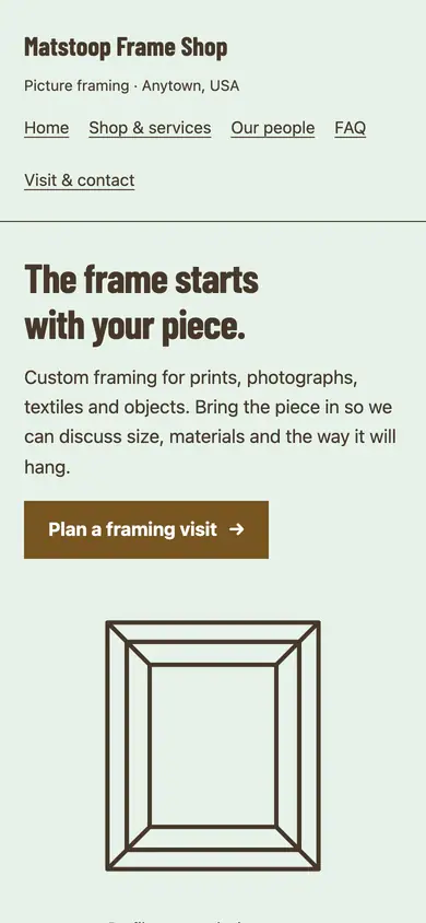 Look 1, Frame proportion wall: sample home page on a phone